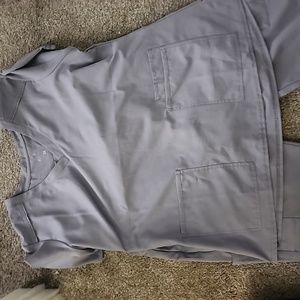 MedCoture scrub set. Large top and Large petite pants. A few picks on top. See p